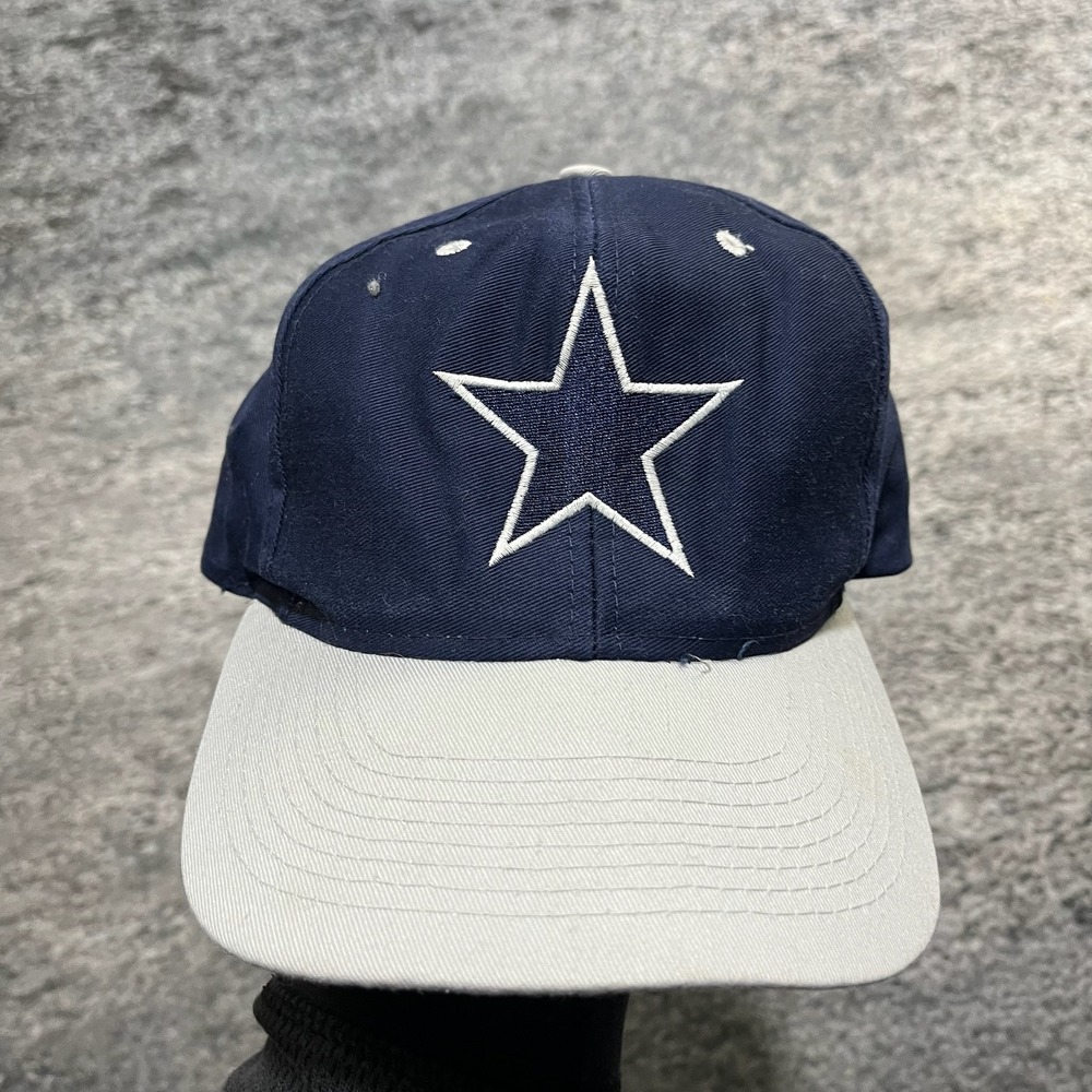 Vintage 90s Dallas Cowboys Hat Snap Back Blue Gray Logo 7 NFL Adjustable Cap - Picture 2 of 6